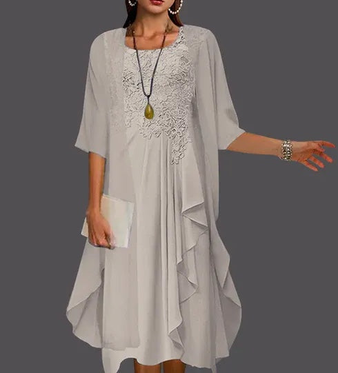 Two Piece A-Line Chiffon Lace Sleeveless Jacket Dresses with Pleats Appliques
