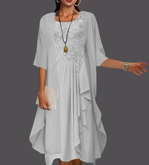 Two Piece A-Line Chiffon Lace Sleeveless Jacket Dresses with Pleats Appliques