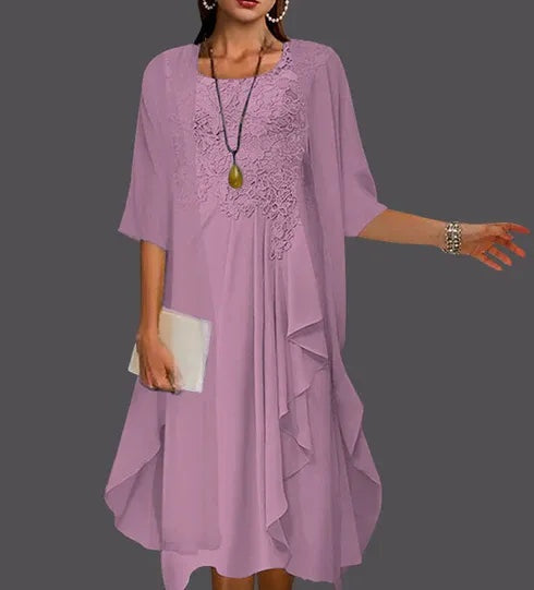 Two Piece A-Line Chiffon Lace Sleeveless Jacket Dresses with Pleats Appliques