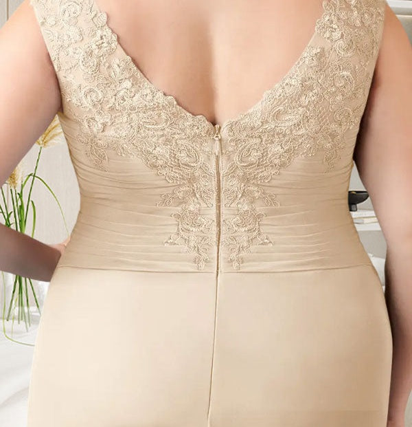 Champagne A-Line Sweetheart Neckline Pleated Mesh Dress