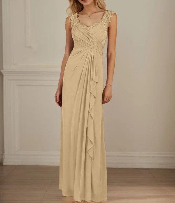 Champagne A-Line Sweetheart Neckline Pleated Mesh Dress