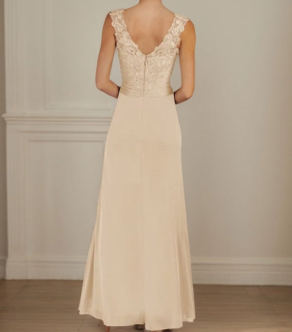 Champagne A-Line Sweetheart Neckline Pleated Mesh Dress