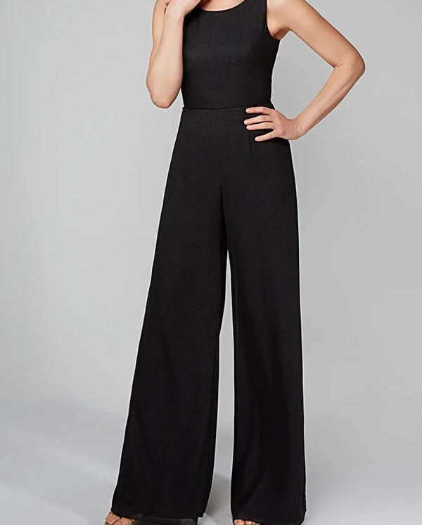 Jumpsuits Scoop Half Sleeves Chiffon Mother Of The Bride Pantsuits