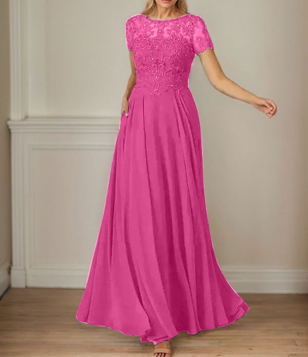 Dark Navy A-Line Boatneck Sequins Chiffon Dress