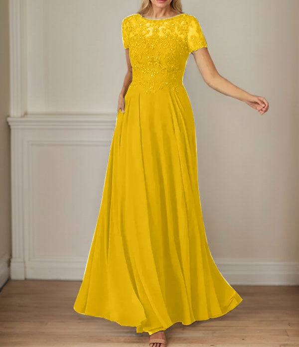 Dark Navy A-Line Boatneck Sequins Chiffon Dress