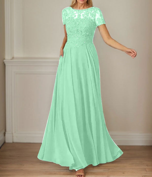 Dark Navy A-Line Boatneck Sequins Chiffon Dress