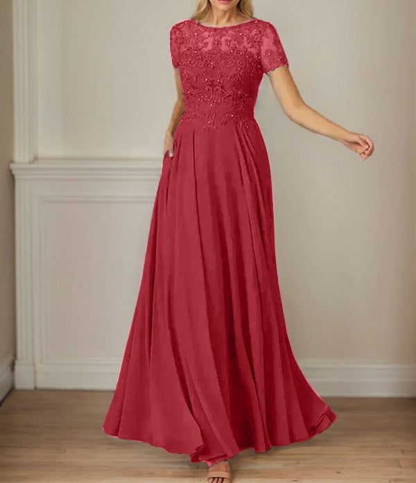 Dark Navy A-Line Boatneck Sequins Chiffon Dress