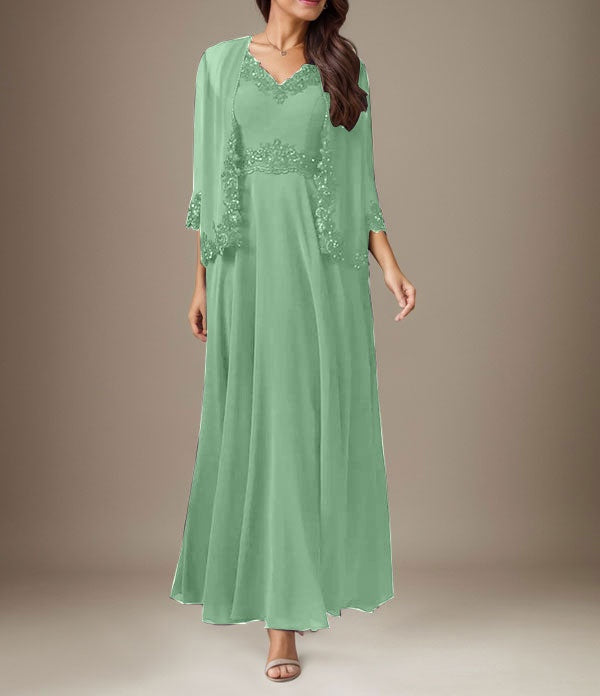 Plum A-Line Sequins Chiffon Dress