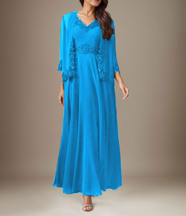 Plum A-Line Sequins Chiffon Dress