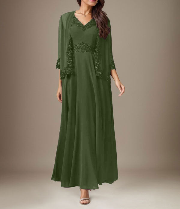Plum A-Line Sequins Chiffon Dress