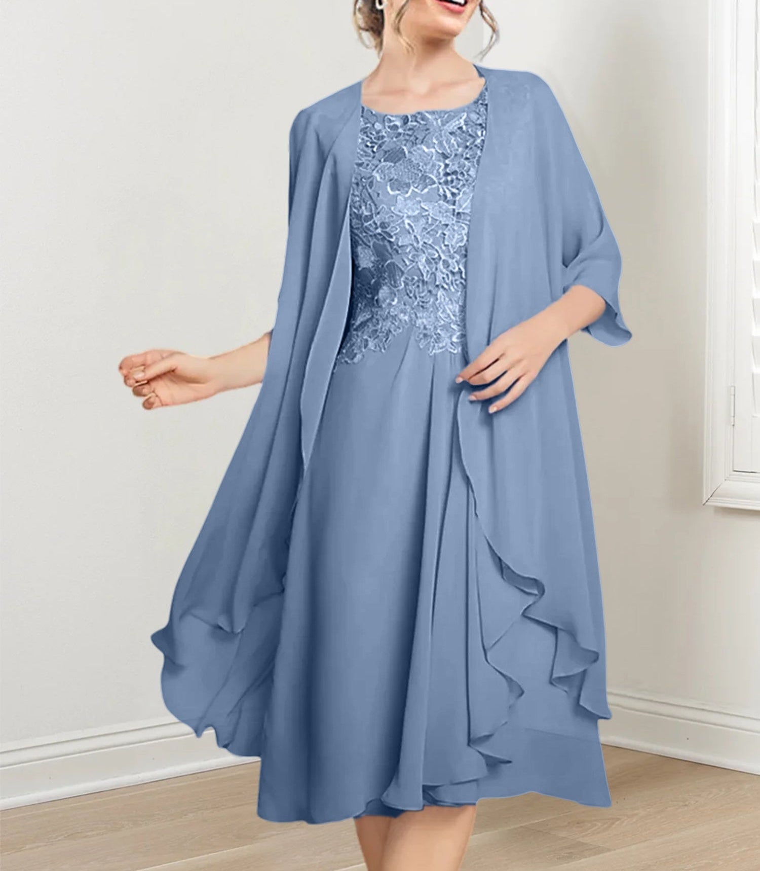 A-Line/Princess Scoop Knee-Length Mother of the Bride Dresses