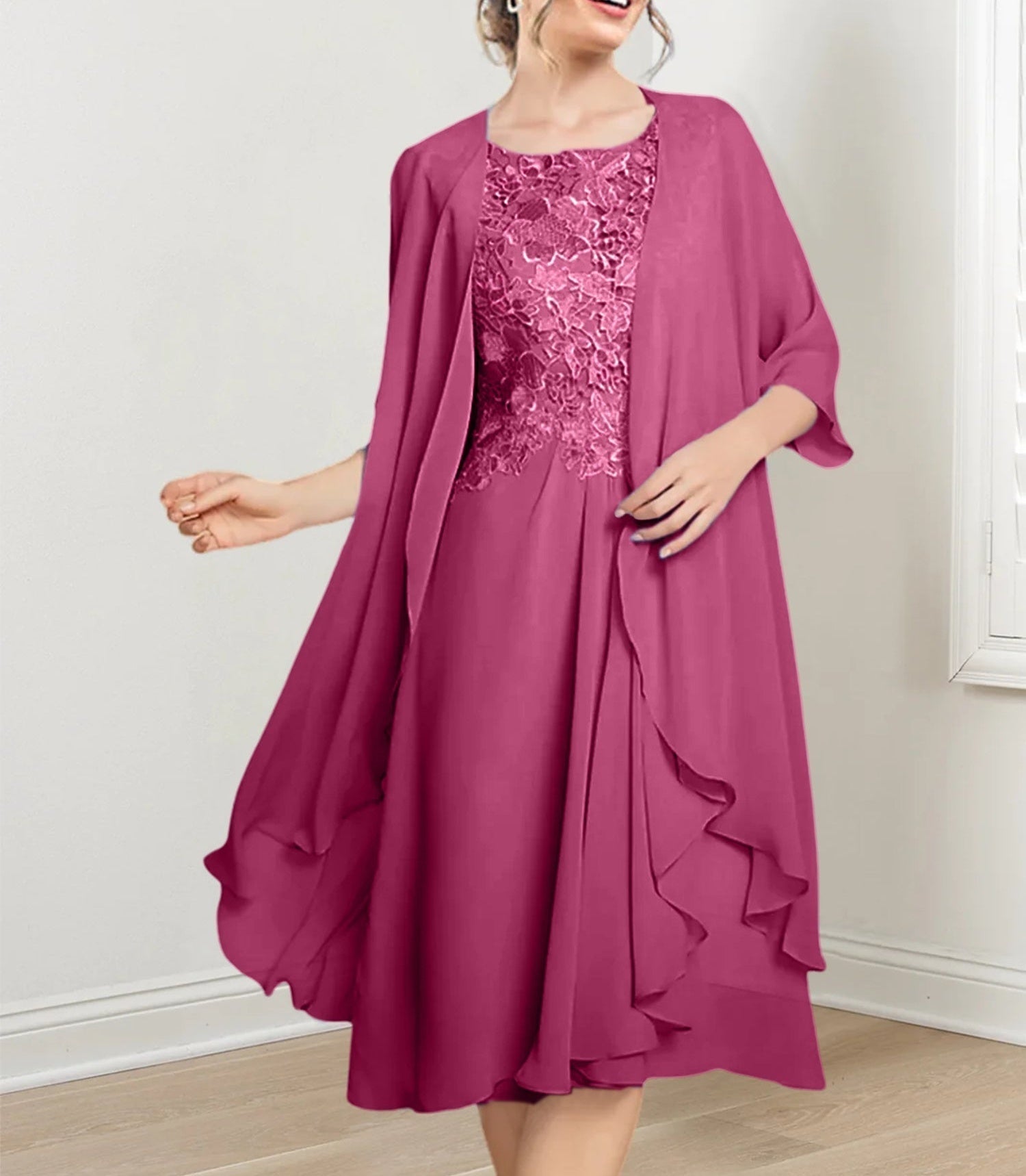 A-Line/Princess Scoop Knee-Length Mother of the Bride Dresses