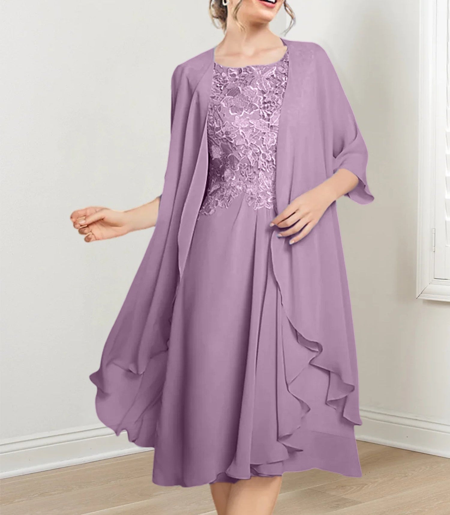 A-Line/Princess Scoop Knee-Length Mother of the Bride Dresses