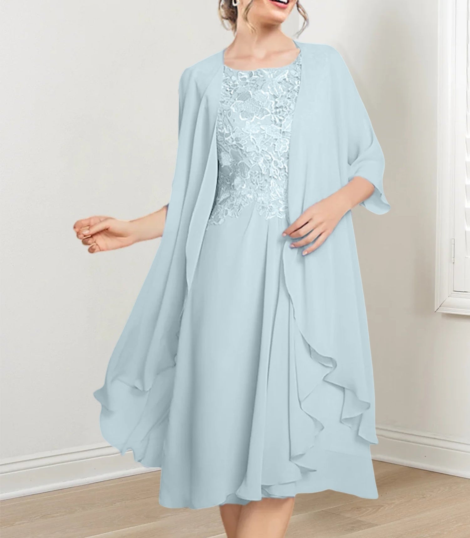 A-Line/Princess Scoop Knee-Length Mother of the Bride Dresses