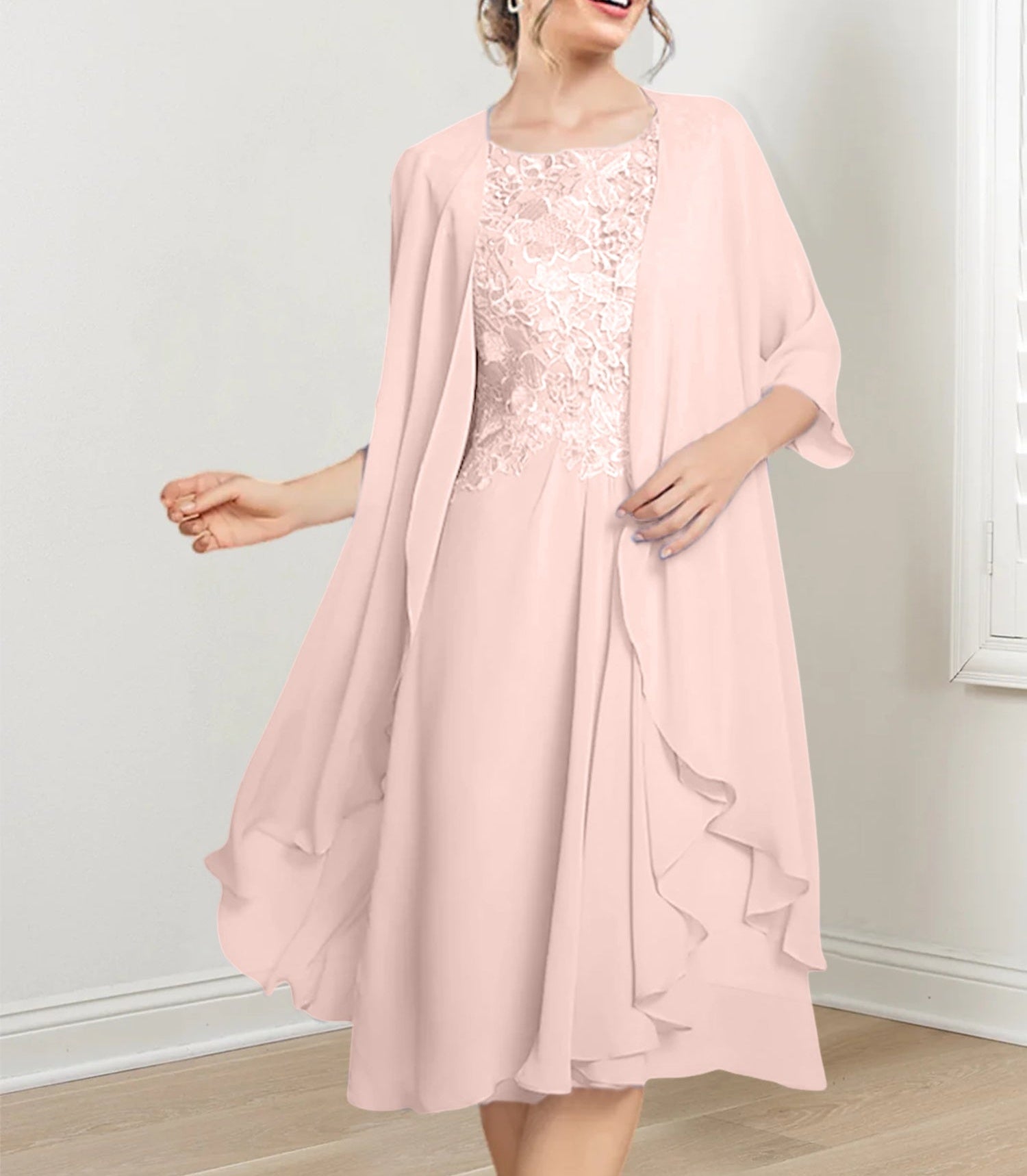A-Line/Princess Scoop Knee-Length Mother of the Bride Dresses