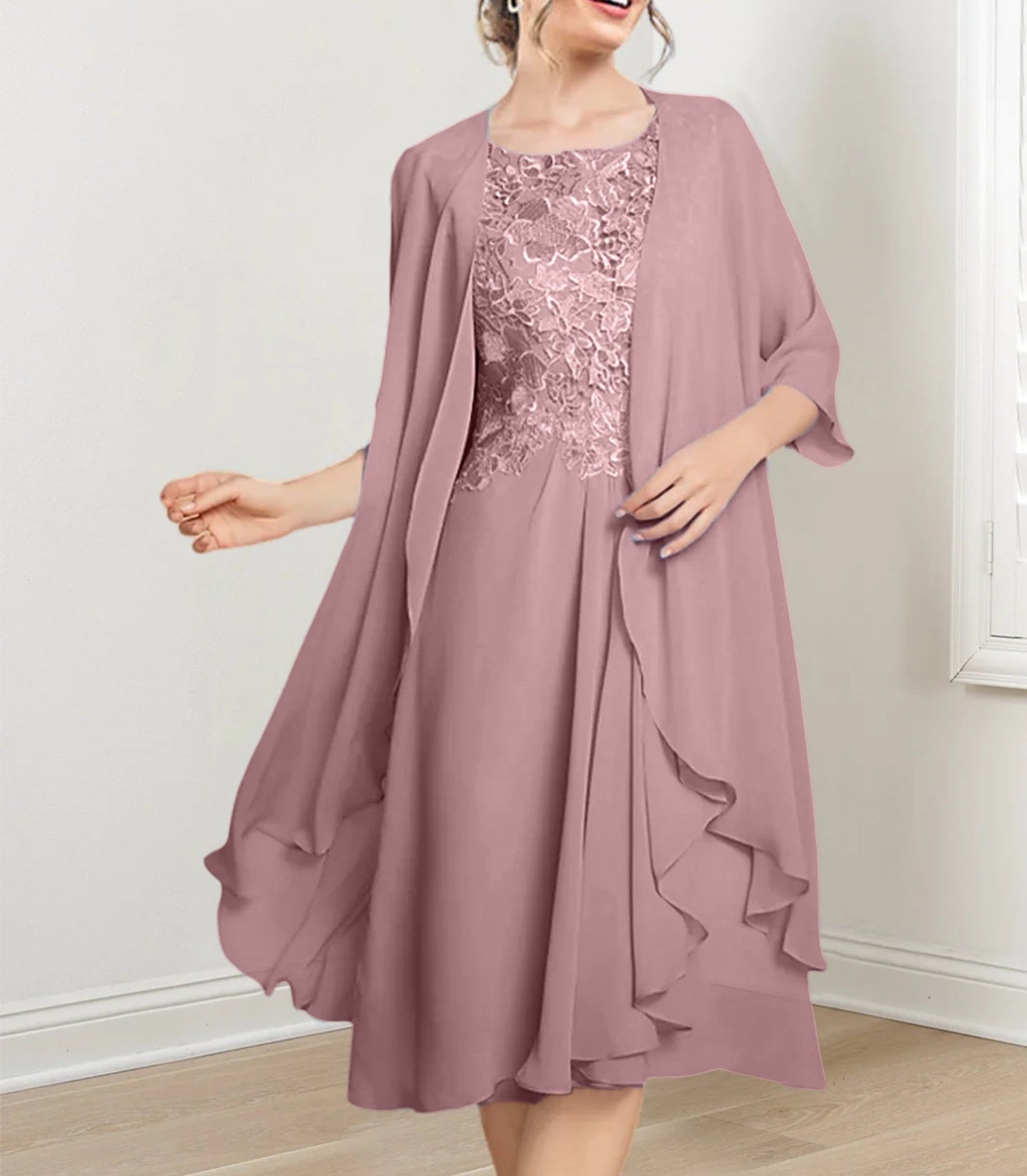 A-Line/Princess Scoop Knee-Length Mother of the Bride Dresses