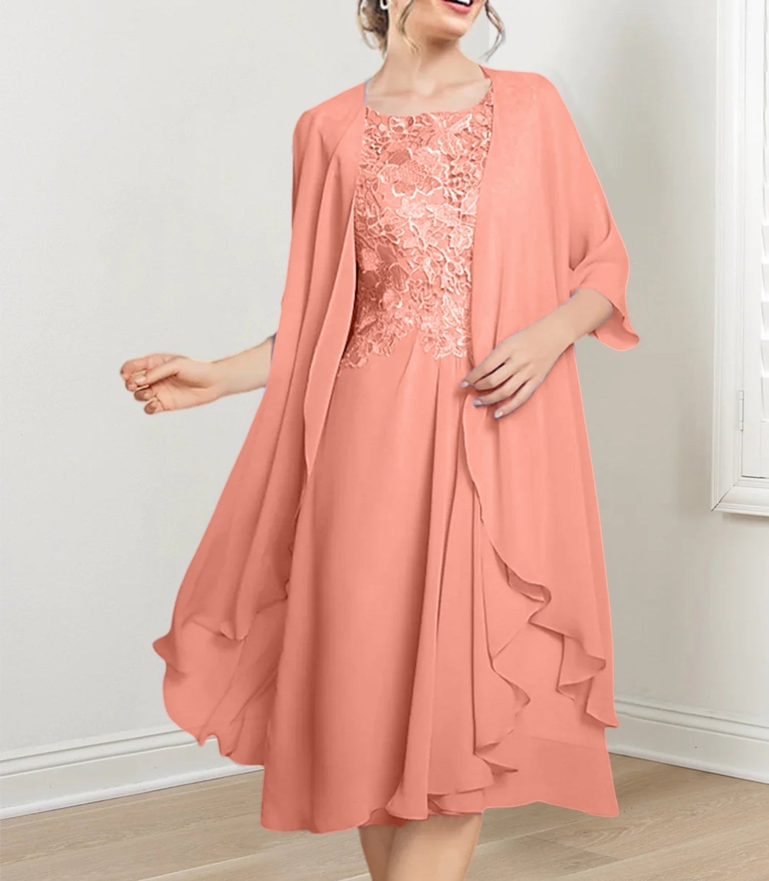 A-Line/Princess Scoop Knee-Length Mother of the Bride Dresses