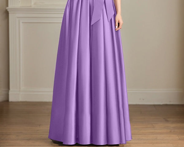 A-line Scoop Illusion Floor-Length Satin Lace Mother of the Bride Dress With Sequins Bow