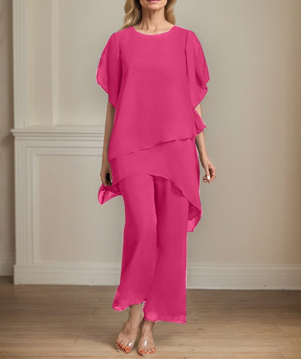Separates Jumpsuit/Pantsuit Scoop Ankle-Length Chiffon Mother of the Bride Dress