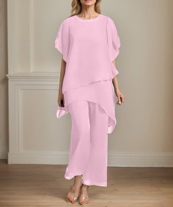Separates Jumpsuit/Pantsuit Scoop Ankle-Length Chiffon Mother of the Bride Dress