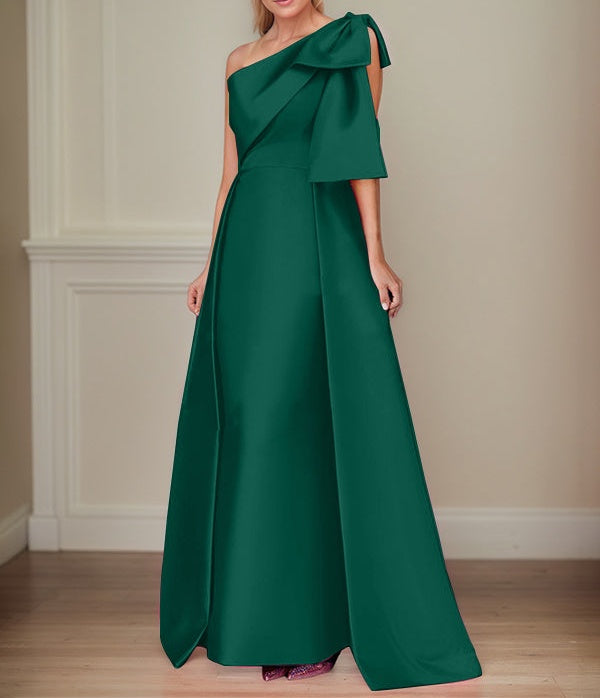 A-Line One-Shoulder Satin Mother Of The Bride Dresses With Bows