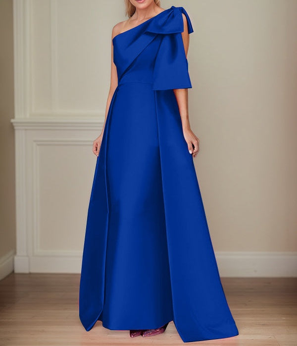 A-Line One-Shoulder Satin Mother Of The Bride Dresses With Bows
