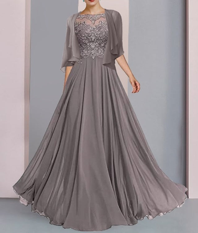 A-Line/Princess Scoop Floor-Length Mother of the Bride Dresses