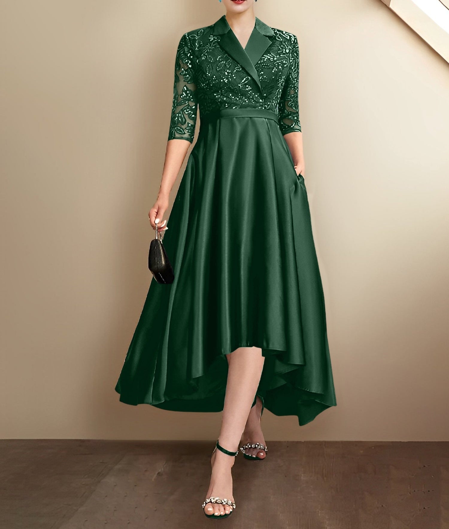 Sheath/Column V-Neck Tea-Length Mother of the Bride Dresses