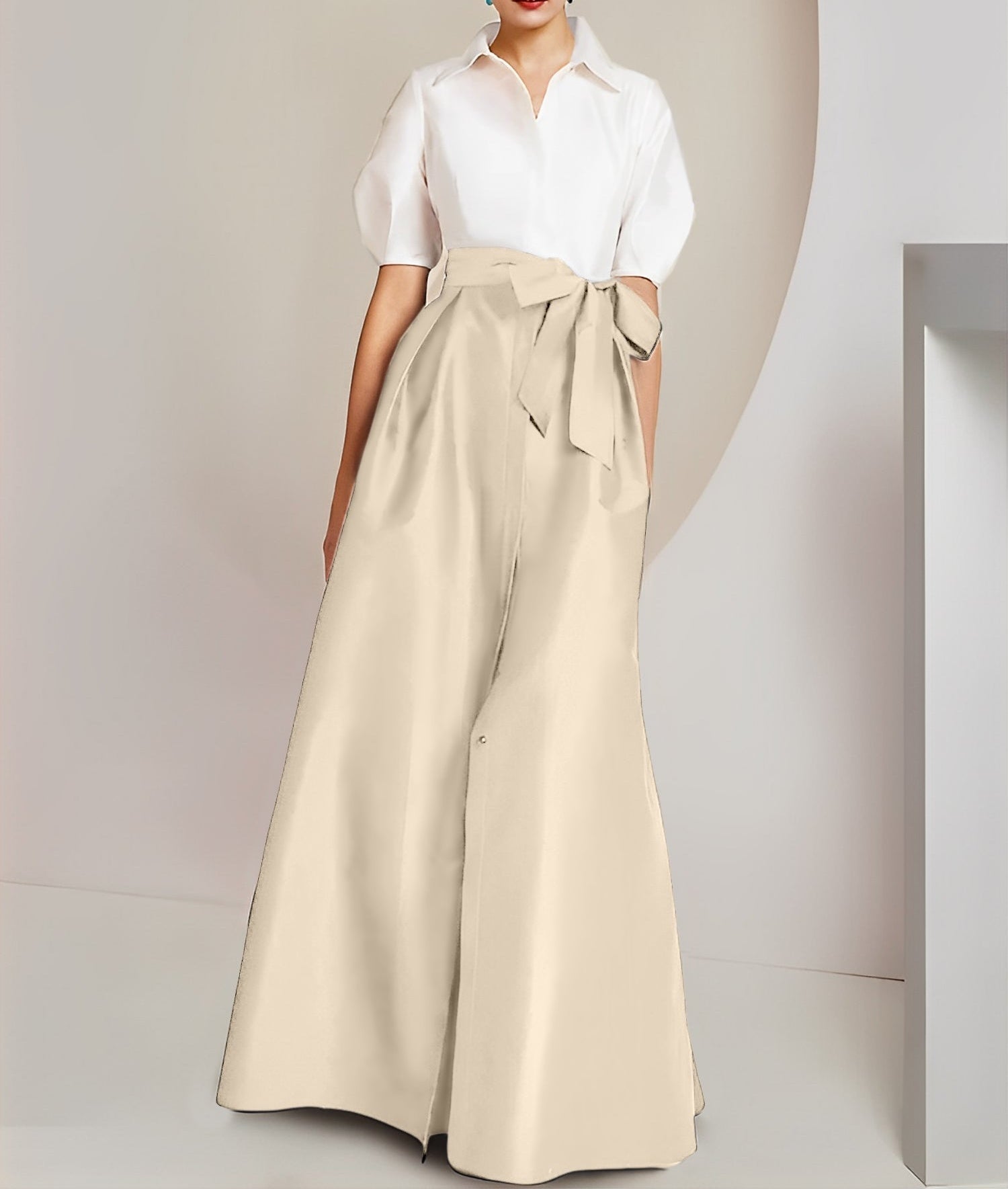 A-Line/Princess  Shirt Collar Short Sleeves 2 pieces Mother Of The Bride Dresses