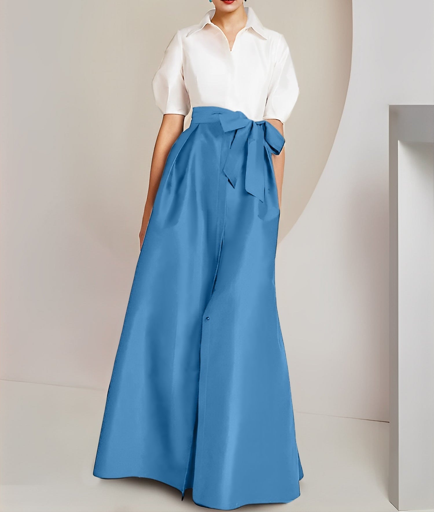 A-Line/Princess  Shirt Collar Short Sleeves 2 pieces Mother Of The Bride Dresses