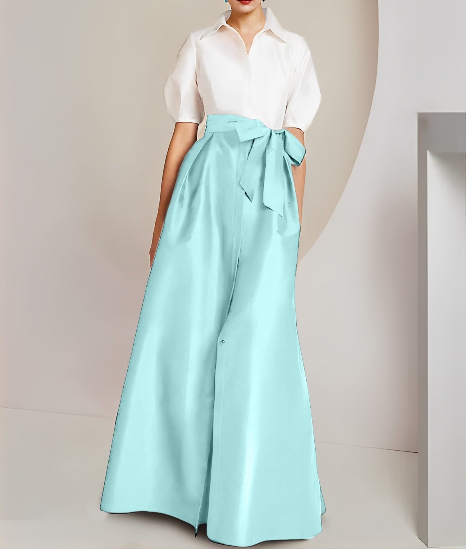 A-Line/Princess  Shirt Collar Short Sleeves 2 pieces Mother Of The Bride Dresses