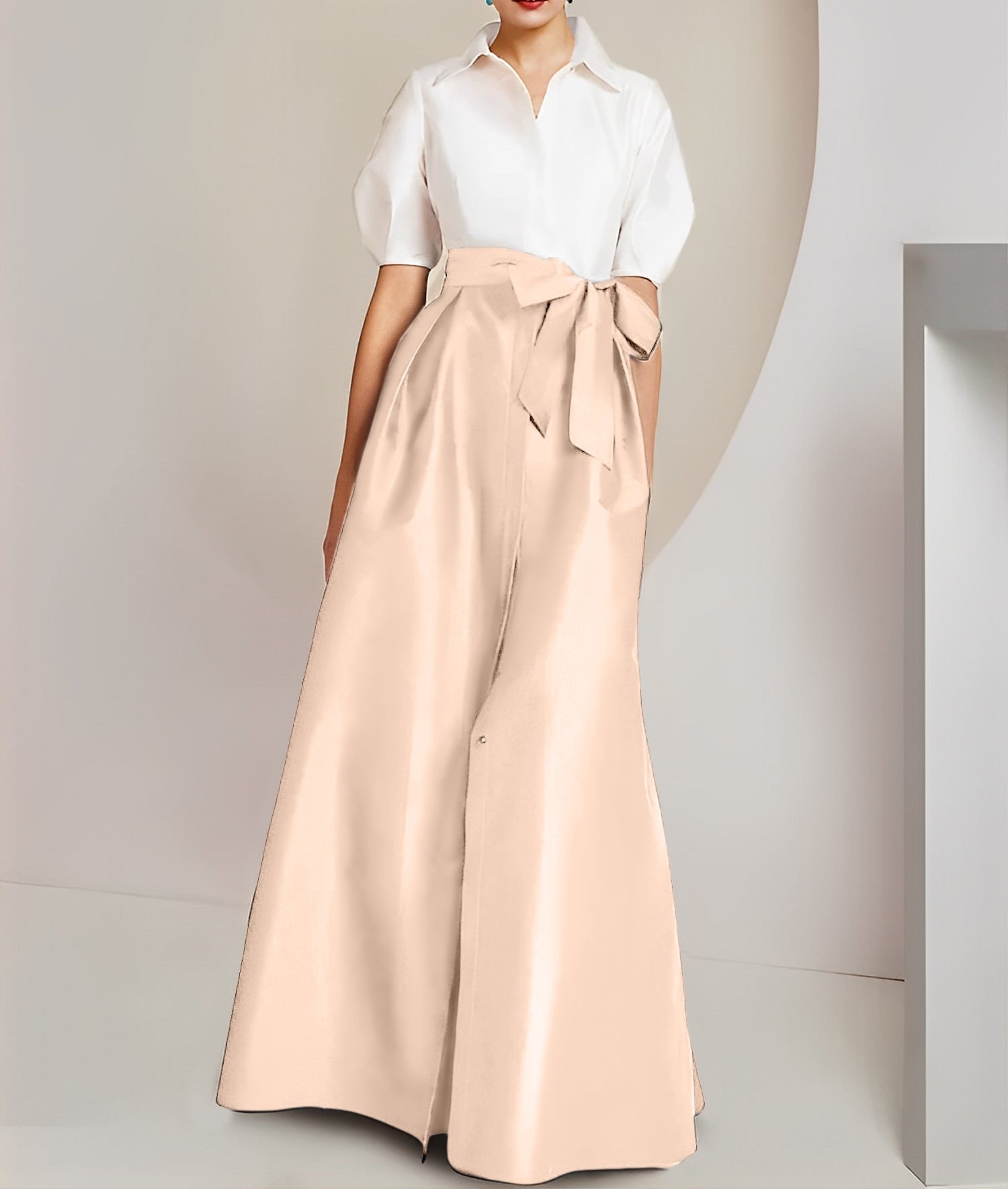 A-Line/Princess  Shirt Collar Short Sleeves 2 pieces Mother Of The Bride Dresses