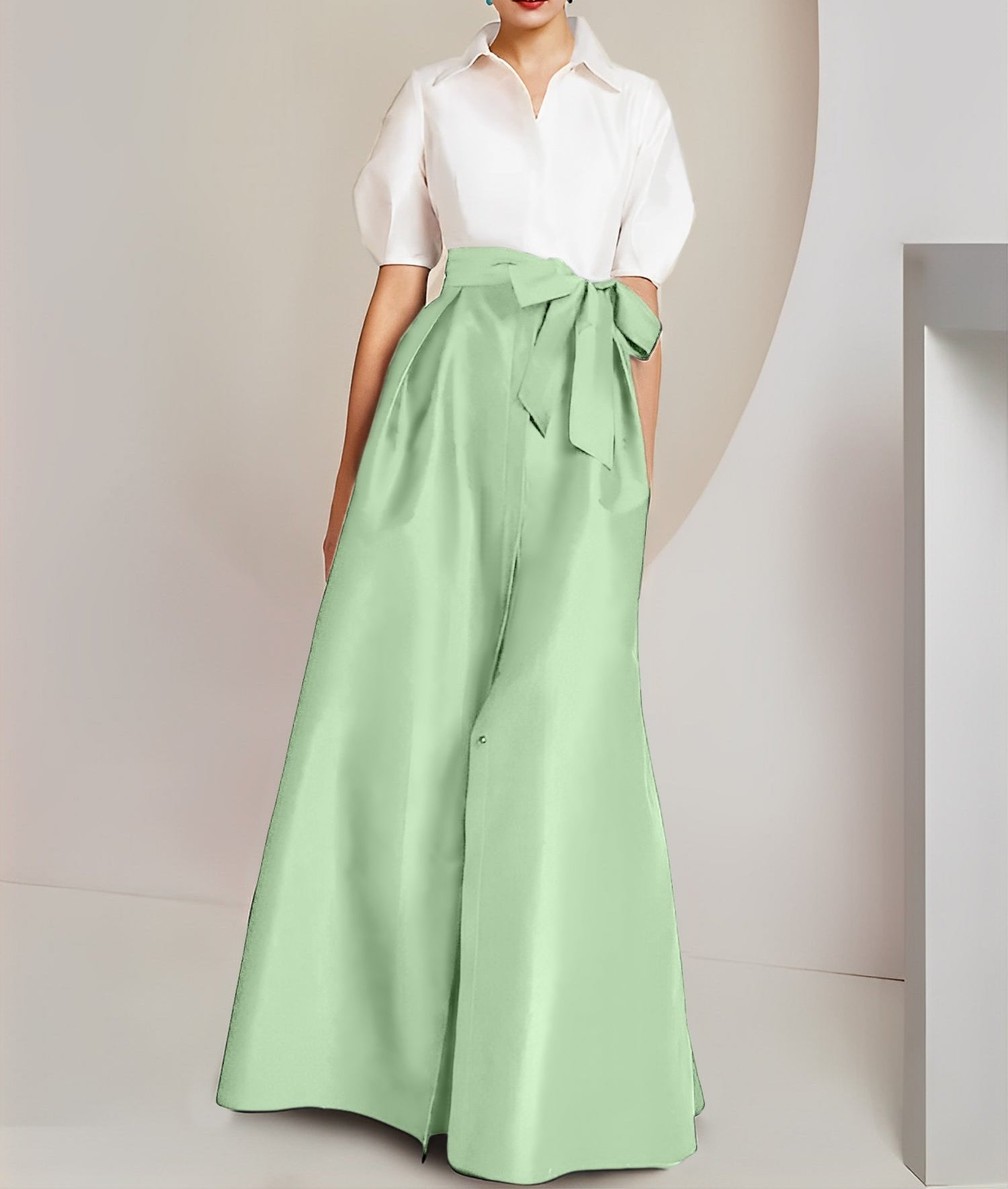 A-Line/Princess  Shirt Collar Short Sleeves 2 pieces Mother Of The Bride Dresses