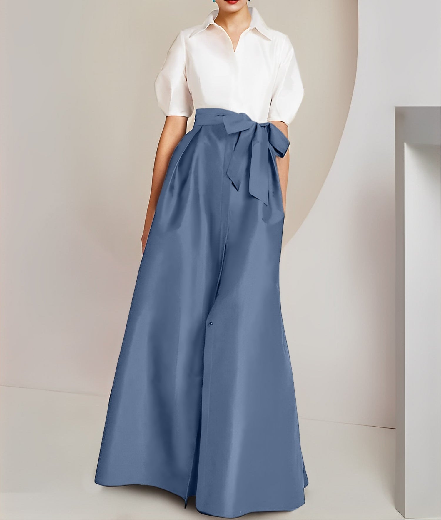 A-Line/Princess  Shirt Collar Short Sleeves 2 pieces Mother Of The Bride Dresses