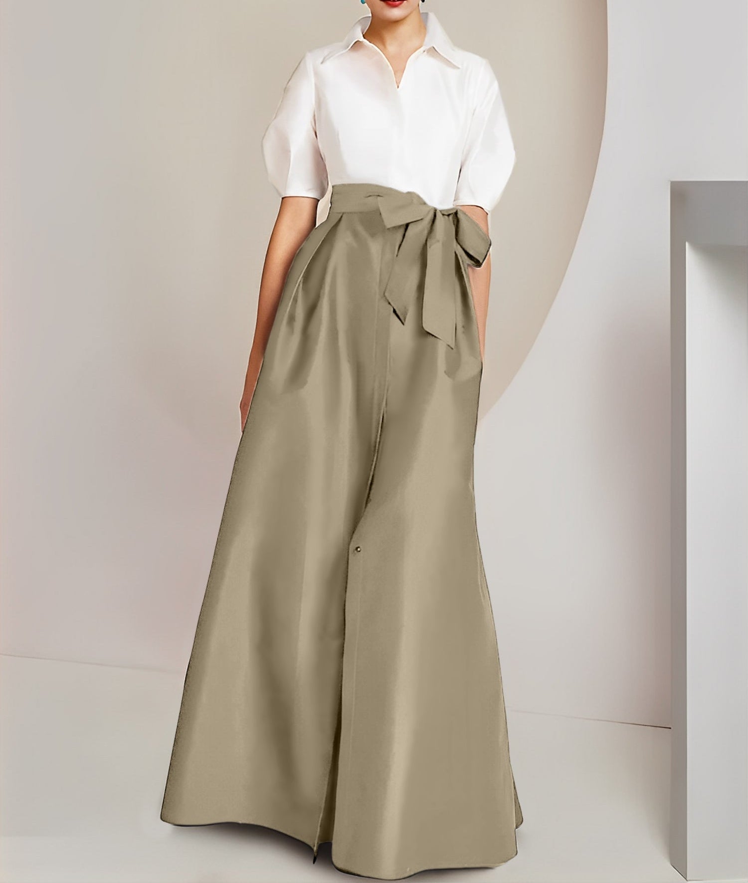 A-Line/Princess  Shirt Collar Short Sleeves 2 pieces Mother Of The Bride Dresses