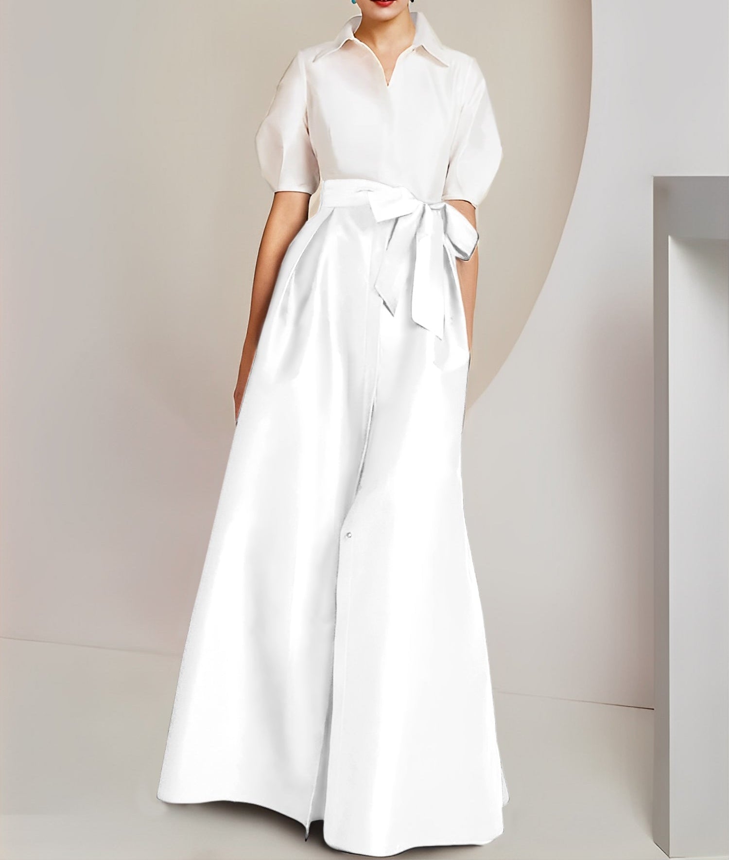 A-Line/Princess  Shirt Collar Short Sleeves 2 pieces Mother Of The Bride Dresses