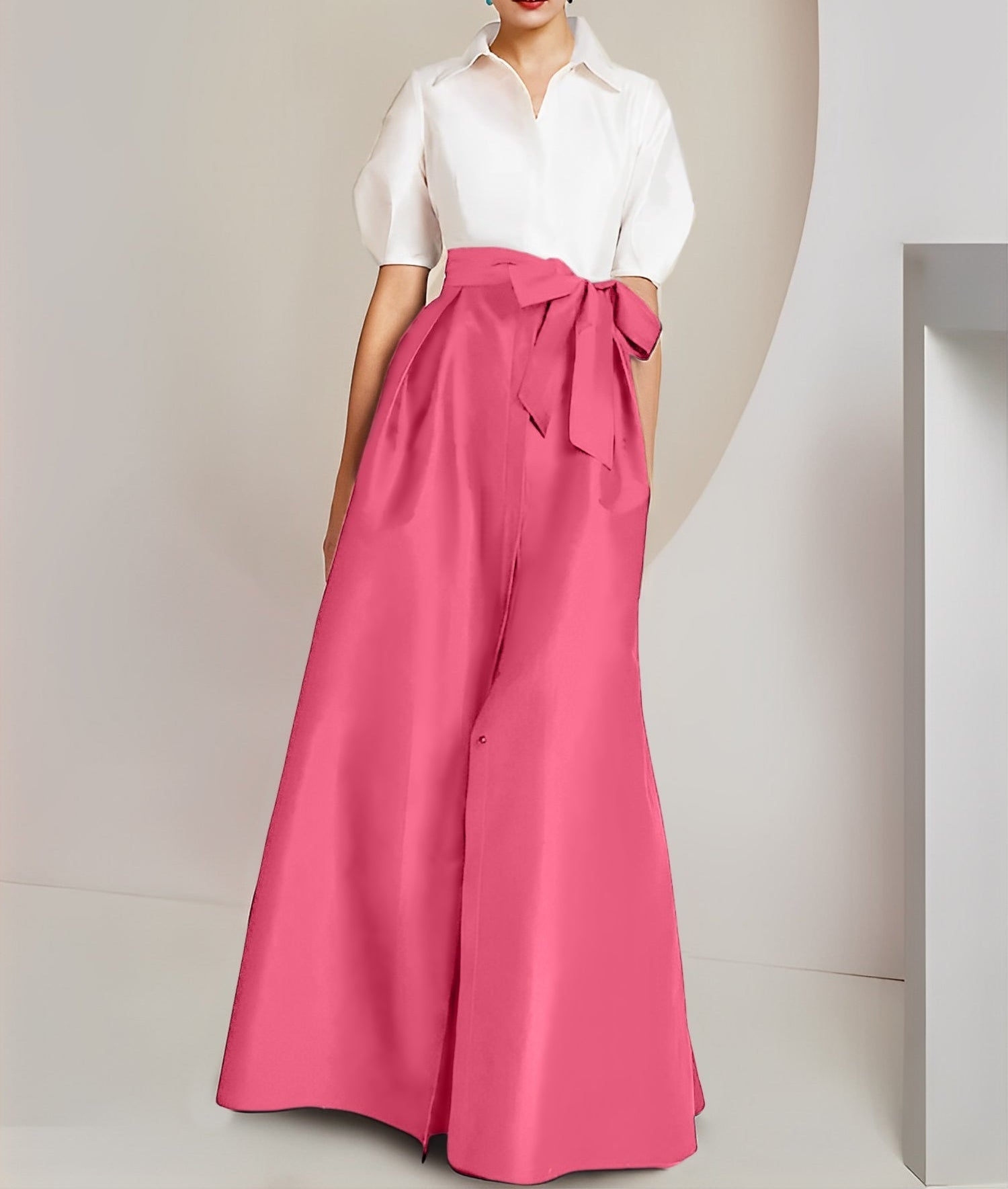 A-Line/Princess  Shirt Collar Short Sleeves 2 pieces Mother Of The Bride Dresses