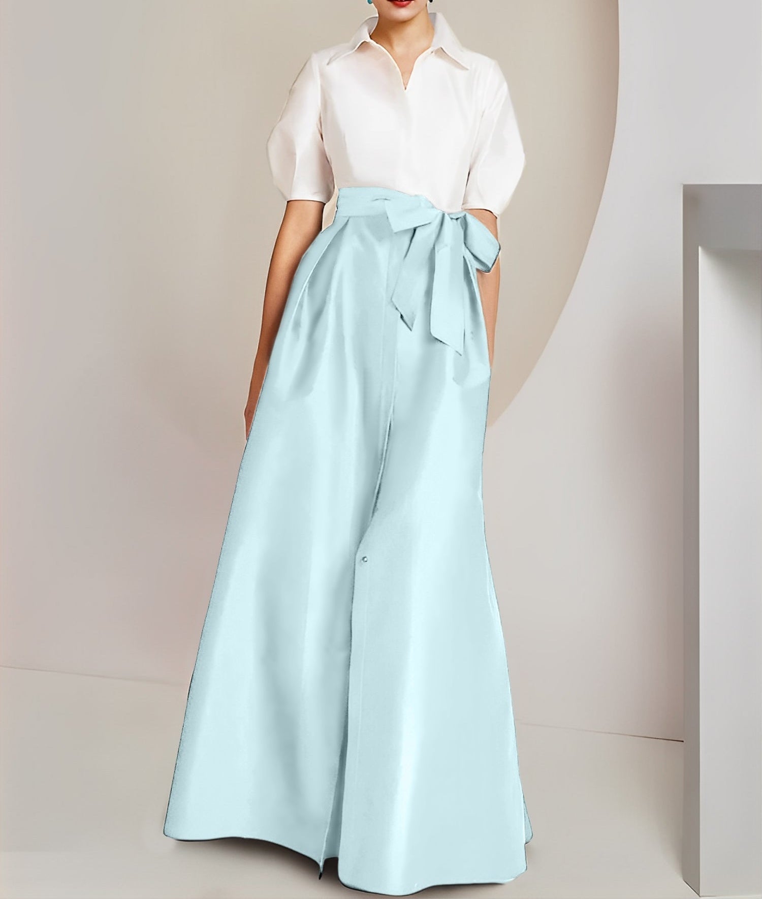 A-Line/Princess  Shirt Collar Short Sleeves 2 pieces Mother Of The Bride Dresses