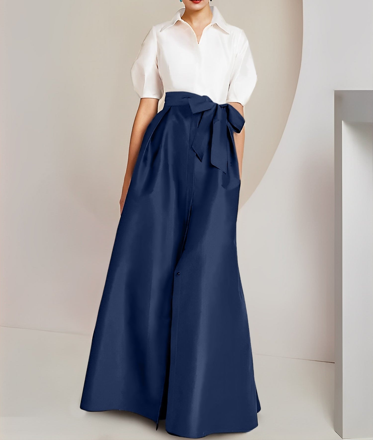 A-Line/Princess  Shirt Collar Short Sleeves 2 pieces Mother Of The Bride Dresses