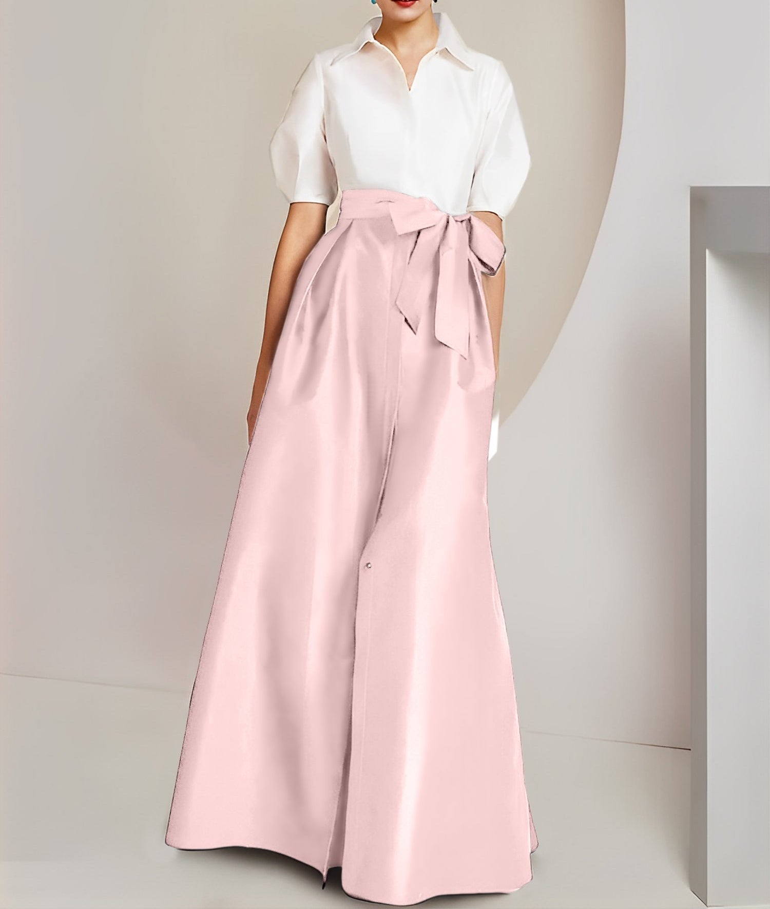 A-Line/Princess  Shirt Collar Short Sleeves 2 pieces Mother Of The Bride Dresses