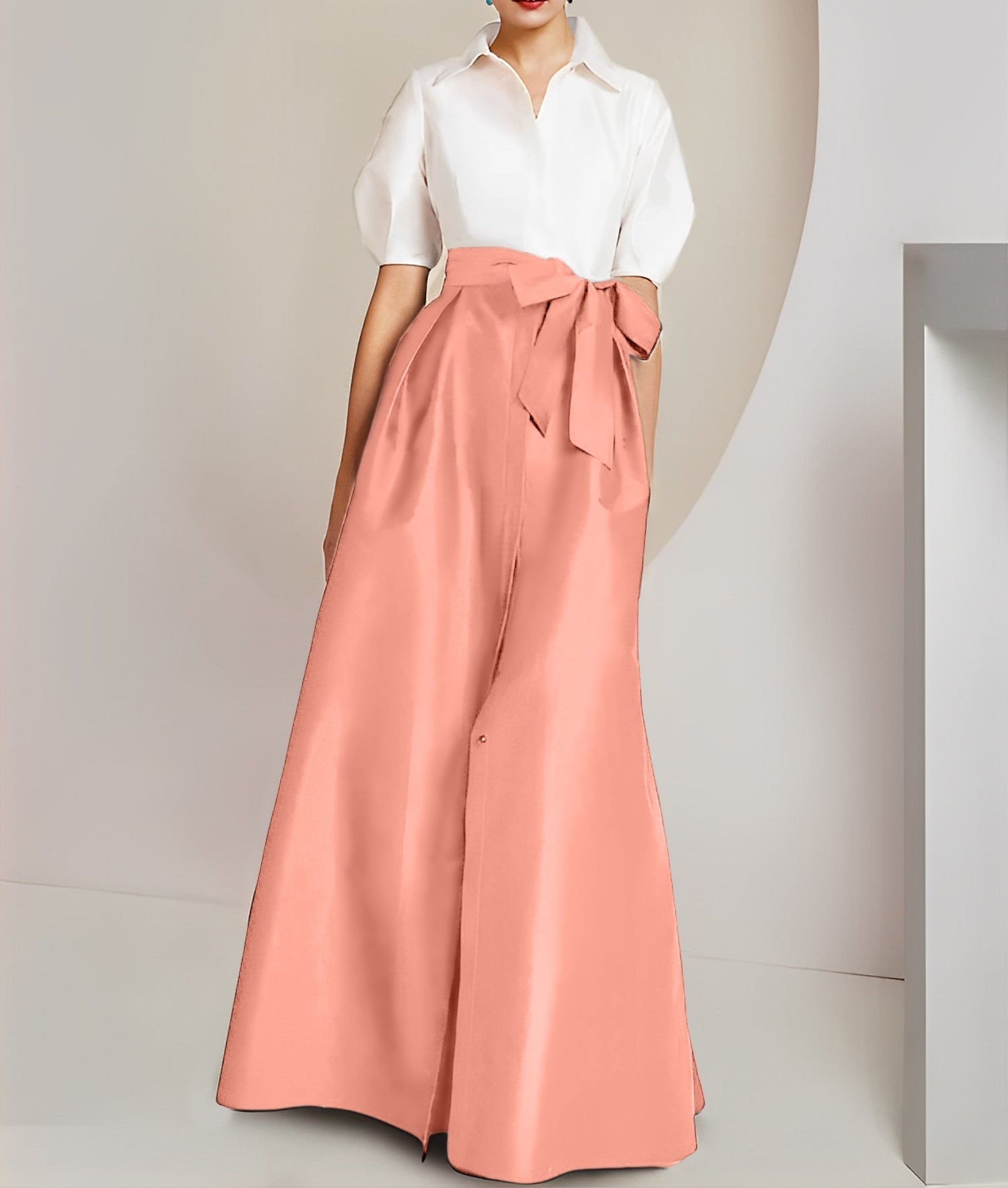 A-Line/Princess  Shirt Collar Short Sleeves 2 pieces Mother Of The Bride Dresses