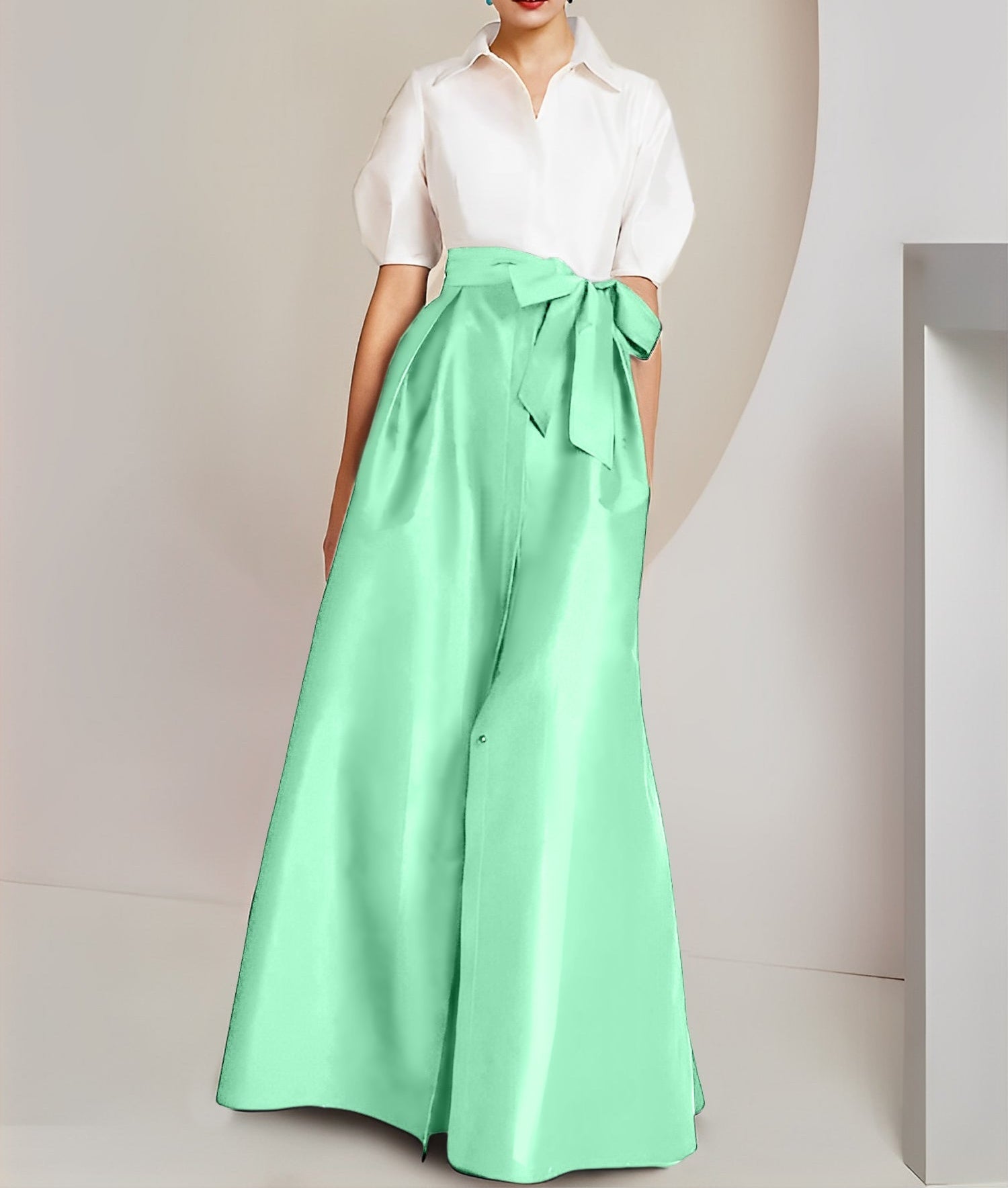 A-Line/Princess  Shirt Collar Short Sleeves 2 pieces Mother Of The Bride Dresses
