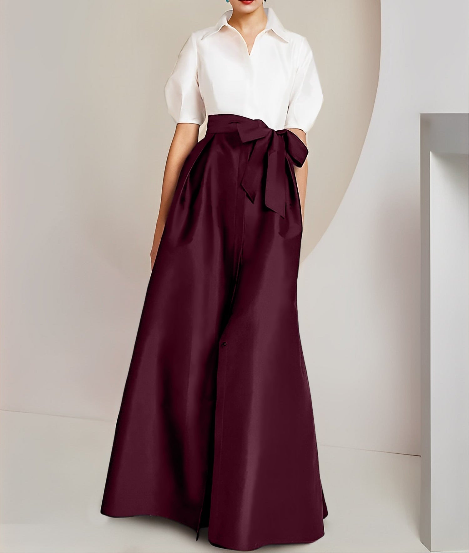 A-Line/Princess  Shirt Collar Short Sleeves 2 pieces Mother Of The Bride Dresses