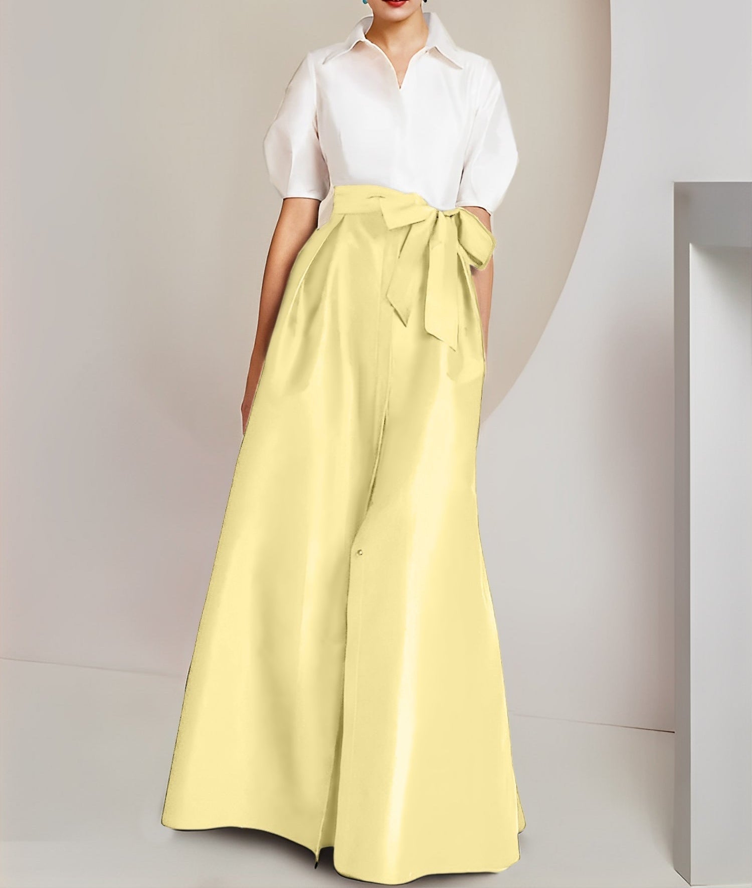 A-Line/Princess  Shirt Collar Short Sleeves 2 pieces Mother Of The Bride Dresses