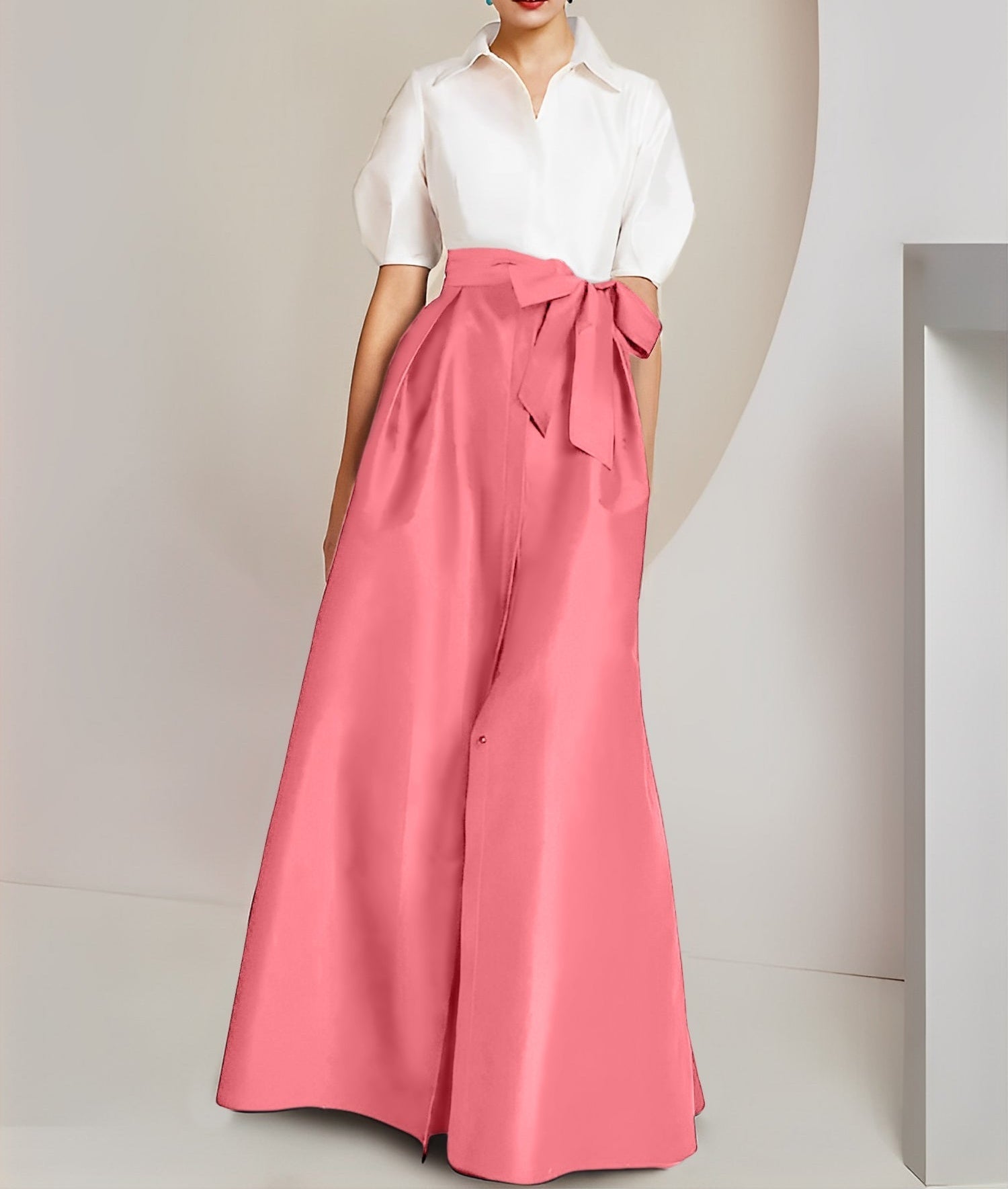 A-Line/Princess  Shirt Collar Short Sleeves 2 pieces Mother Of The Bride Dresses