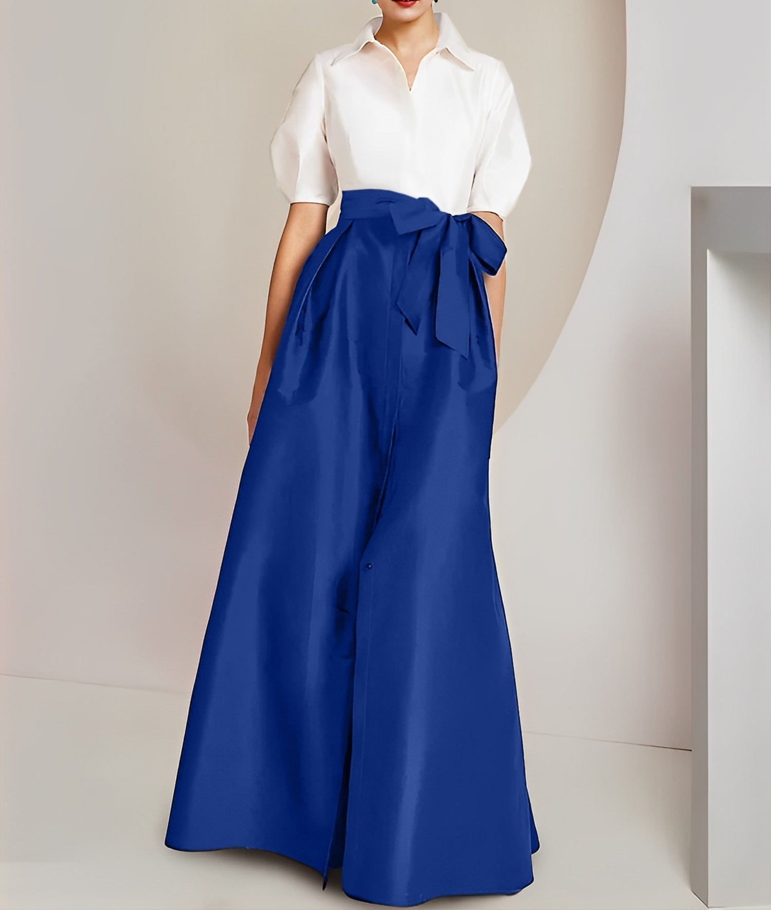 A-Line/Princess  Shirt Collar Short Sleeves 2 pieces Mother Of The Bride Dresses