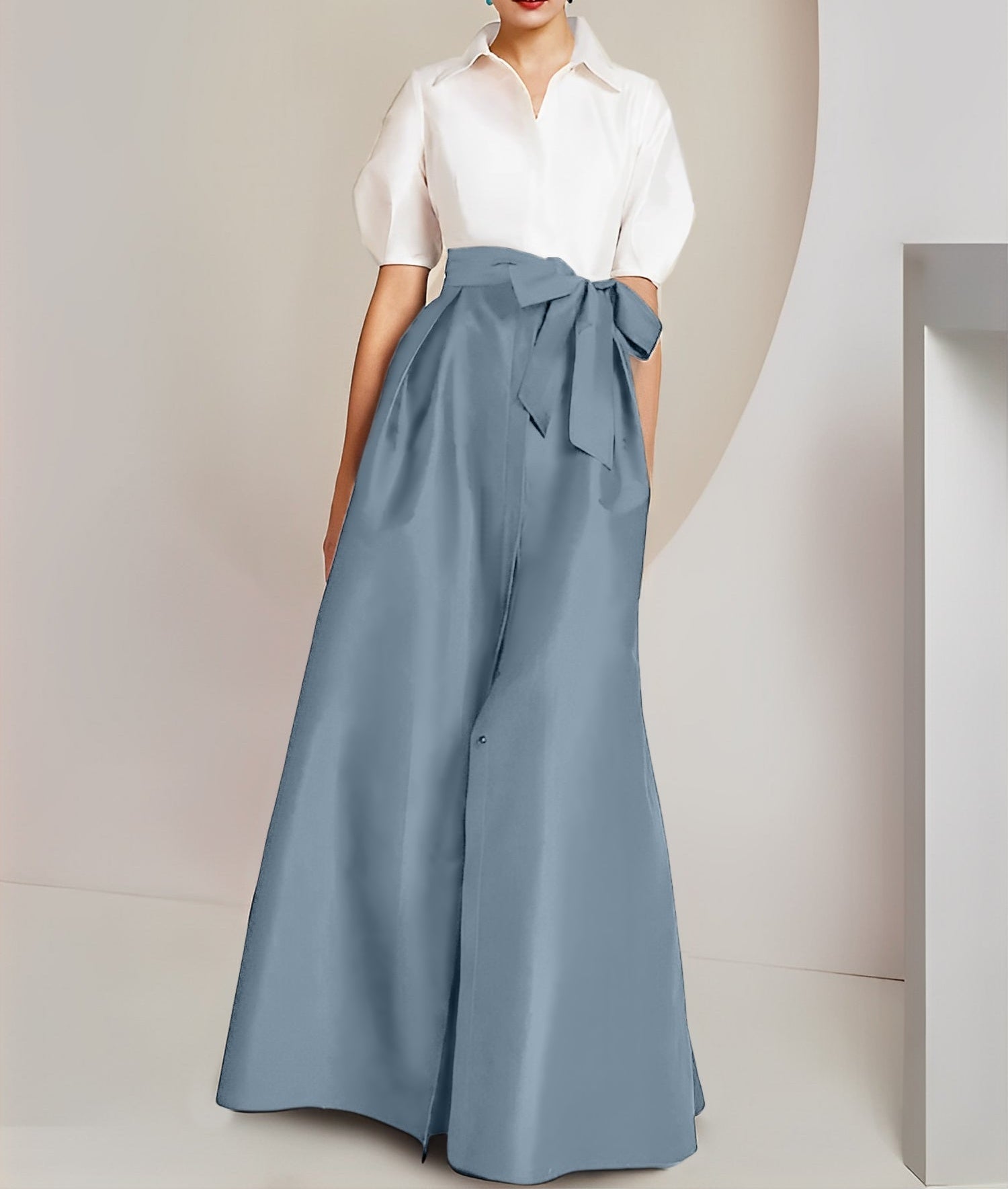 A-Line/Princess  Shirt Collar Short Sleeves 2 pieces Mother Of The Bride Dresses
