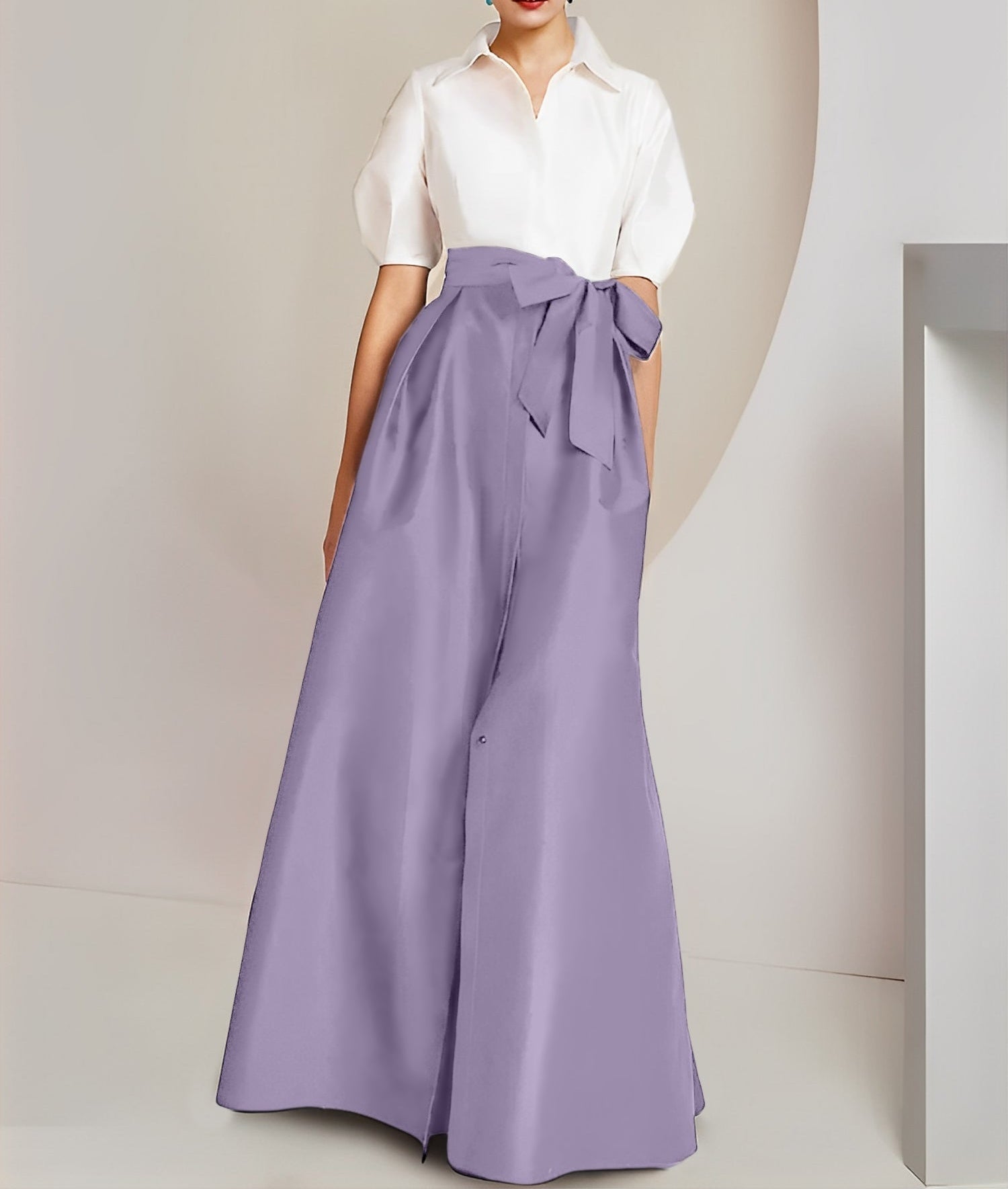 A-Line/Princess  Shirt Collar Short Sleeves 2 pieces Mother Of The Bride Dresses