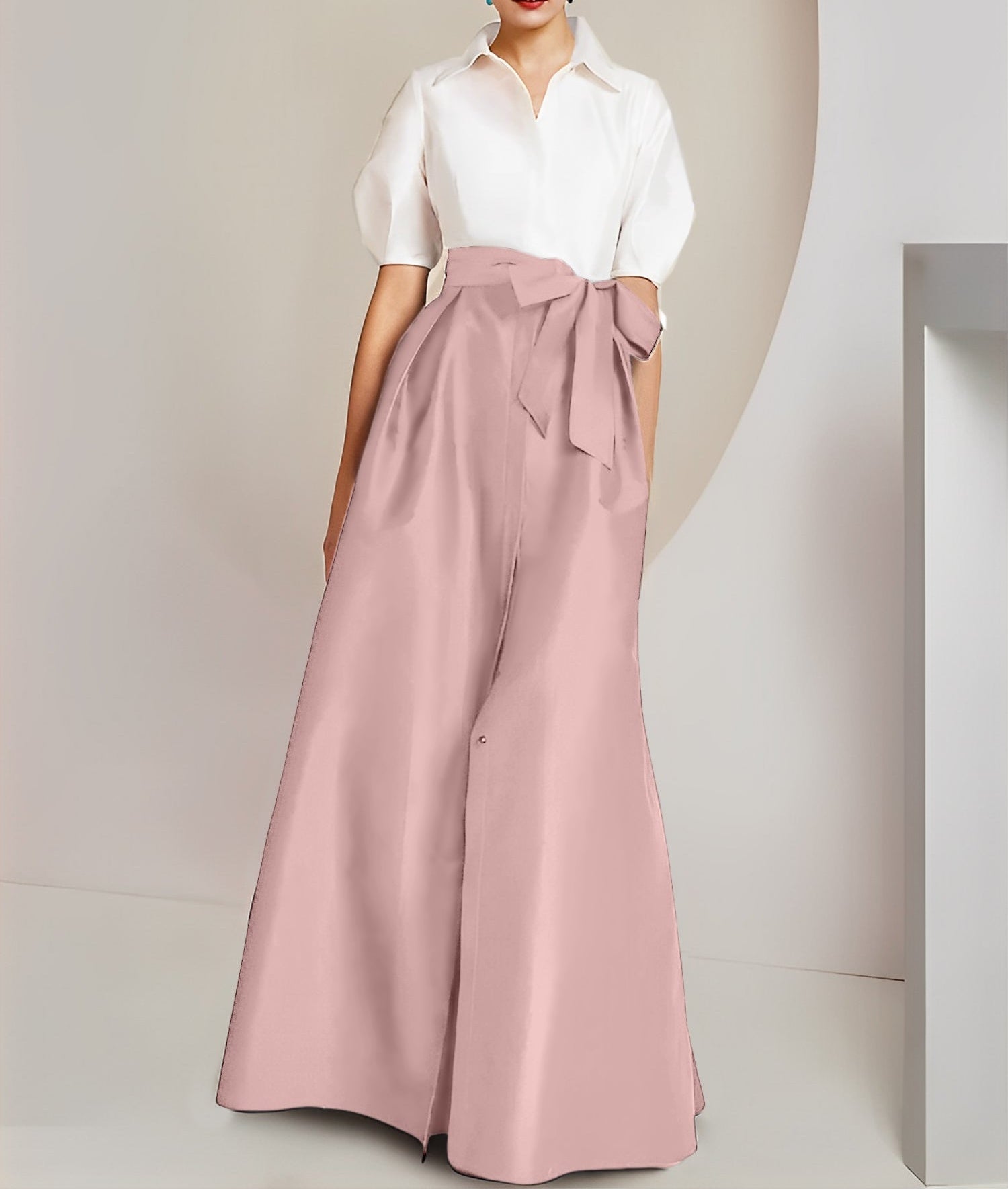 A-Line/Princess  Shirt Collar Short Sleeves 2 pieces Mother Of The Bride Dresses