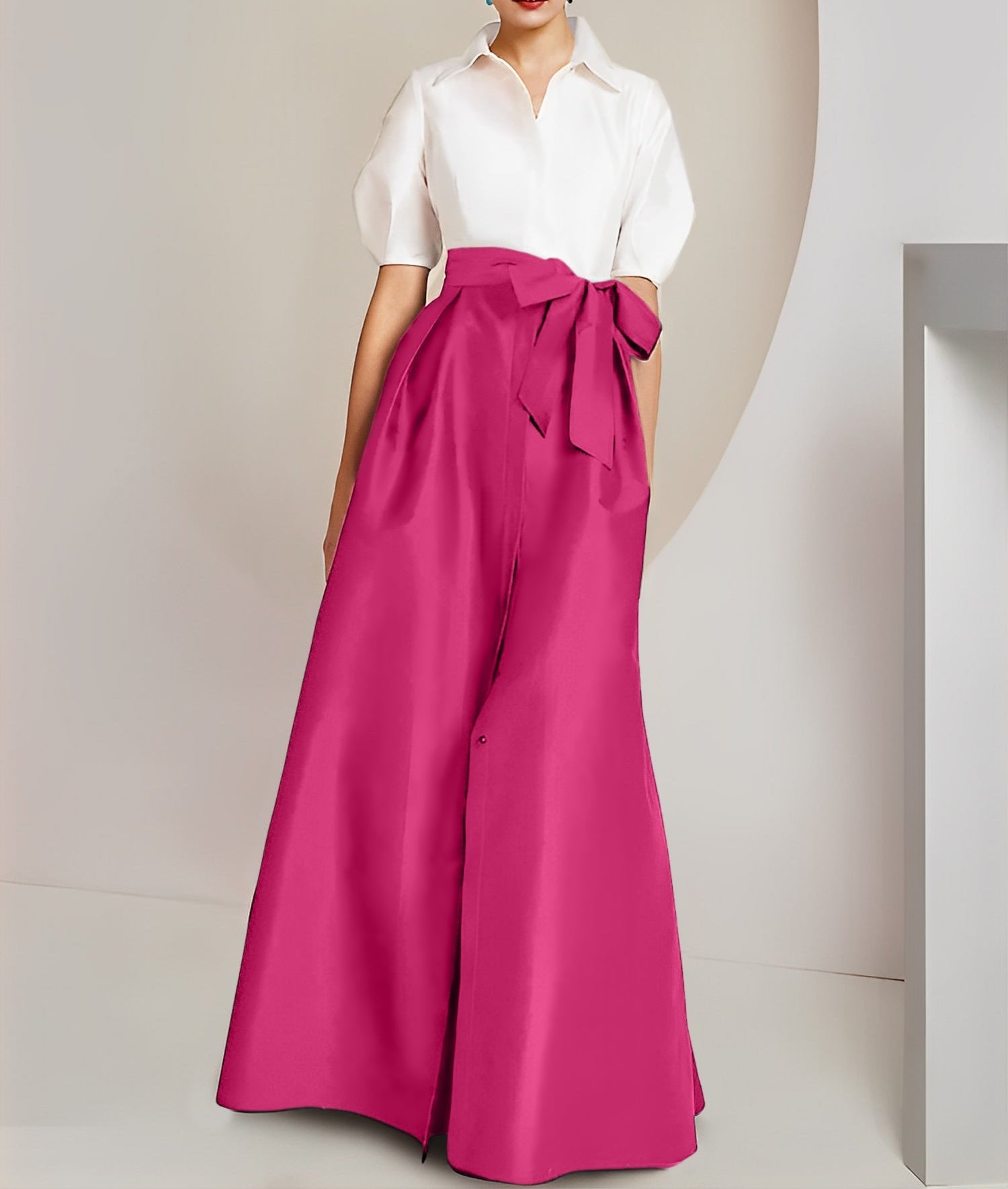 A-Line/Princess  Shirt Collar Short Sleeves 2 pieces Mother Of The Bride Dresses